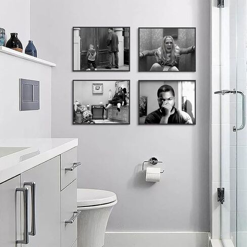 9 Pcs Funny Bathroom Wall Art Vintage Dumb and Dumber Comedy Movies Paintings Prints Posters Black and White Funny Humor Smell Canvas Wall Decor for Toilet Restroom Home Decor 8x10inch Unframed in Kuwait