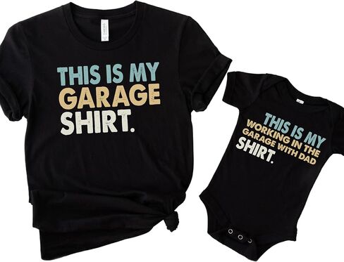 This is My Working in The Garage with Dad Shirt, Daddy and Me Tshirts, Father and Son Sshirt, Father's Day Matching Tee in Saudi Arabia