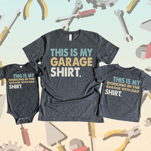 This is My Working in The Garage with Dad Shirt, Daddy and Me Tshirts, Father and Son Sshirt, Father's Day Matching Tee in Saudi Arabia