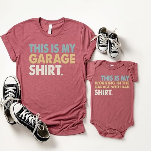This is My Working in The Garage with Dad Shirt, Daddy and Me Tshirts, Father and Son Sshirt, Father's Day Matching Tee in Saudi Arabia