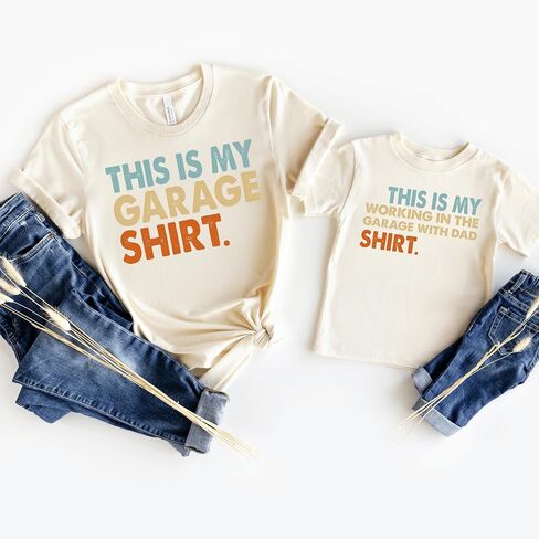 This is My Working in The Garage with Dad Shirt, Daddy and Me Tshirts, Father and Son Sshirt, Father's Day Matching Tee in Saudi Arabia