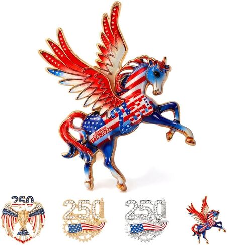 دبوس بروش الذكرى السنوية، دبوس طية صدر السترة من حجر الراين النسر الوطني للرجال والنساء، دبوس كريستال أحمر وأبيض وأزرق لموكب الرابع من يوليو وهدية تذكارية لعيد الاستقلال in Kuwait