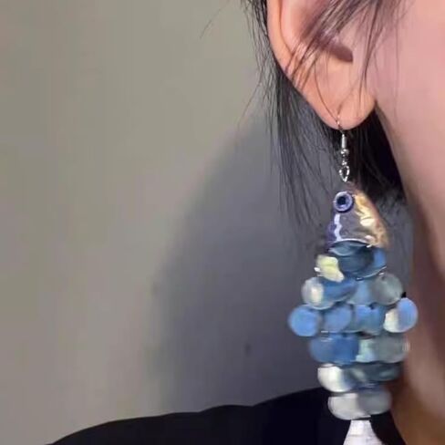 Boho Earrings for Women Blue Acrylic Fish Dangle Earrings Boho Statement Jewelry Accessories for Party Outfits Trendy Jewelry Gifts in Saudi Arabia
