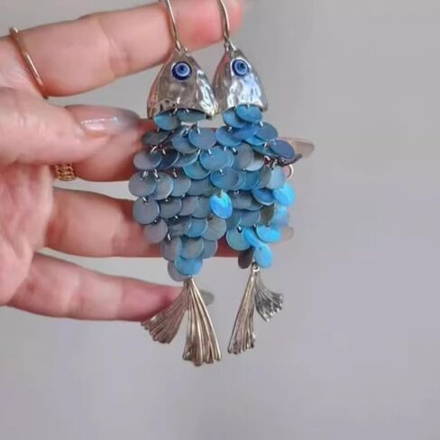 Boho Earrings for Women Blue Acrylic Fish Dangle Earrings Boho Statement Jewelry Accessories for Party Outfits Trendy Jewelry Gifts in Saudi Arabia