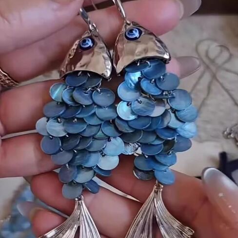 Boho Earrings for Women Blue Acrylic Fish Dangle Earrings Boho Statement Jewelry Accessories for Party Outfits Trendy Jewelry Gifts in Saudi Arabia
