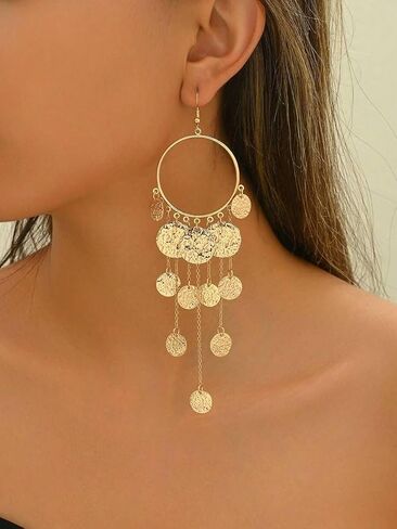 Gold Chandelier Boho Earrings Dangle Gypsy Earrings For Women Big Boho Earrings Fun Fashion Earrings For Women Elegant Geometric Boho Jewelry For Women in Saudi Arabia