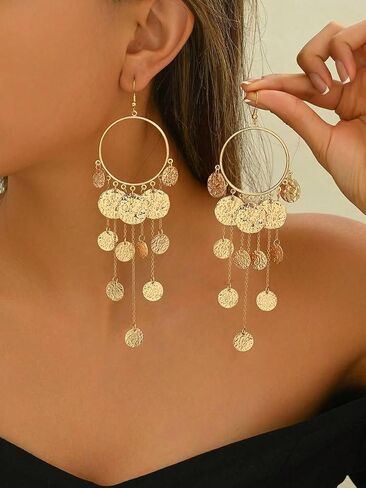 Gold Chandelier Boho Earrings Dangle Gypsy Earrings For Women Big Boho Earrings Fun Fashion Earrings For Women Elegant Geometric Boho Jewelry For Women in Saudi Arabia