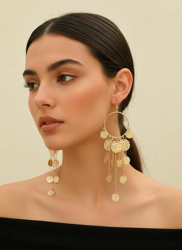 Gold Chandelier Boho Earrings Dangle Gypsy Earrings For Women Big Boho Earrings Fun Fashion Earrings For Women Elegant Geometric Boho Jewelry For Women in Saudi Arabia
