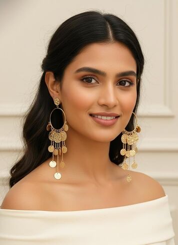 Gold Chandelier Boho Earrings Dangle Gypsy Earrings For Women Big Boho Earrings Fun Fashion Earrings For Women Elegant Geometric Boho Jewelry For Women in Saudi Arabia