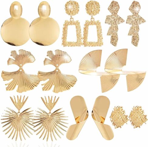 Gold Statement Earrings for Women Large long Gold Geometric Drop Earrings Trendy Twisted Earring Jewelry in Saudi Arabia