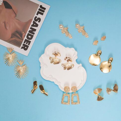 Gold Statement Earrings for Women Large long Gold Geometric Drop Earrings Trendy Twisted Earring Jewelry in Saudi Arabia