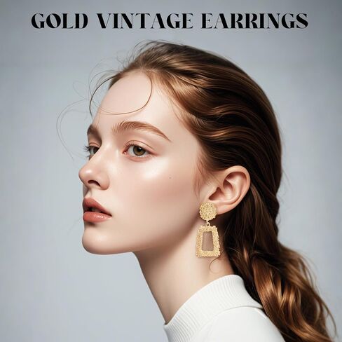 Gold Statement Earrings for Women Large long Gold Geometric Drop Earrings Trendy Twisted Earring Jewelry in Saudi Arabia