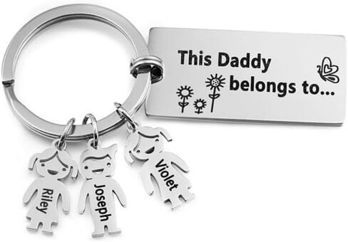 Personalized Dad Keychain With 1-6 Name Kid Charm This Daddy Belongs to Father Gift Keychain with Kids Names in Saudi Arabia