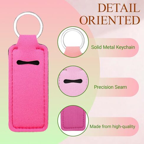 4 Pcs Chapstick Holder Key Chain, Cute Lip Balm Holder Sleeve with Clip, Elastic Fabric Keychain for Women Girls - Stocking Stuffers Gift Set (Pink, Purple, Orange, Rose Red) in Saudi Arabia