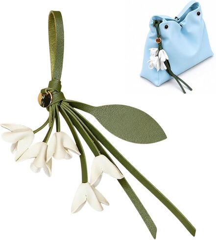 1 Piece Leather Flower Bag Charm, Decorative 10 Inch Osmanthus Design Leaf Flower Keychain in Saudi Arabia