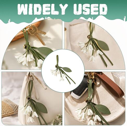 1 Piece Leather Flower Bag Charm, Decorative 10 Inch Osmanthus Design Leaf Flower Keychain in Saudi Arabia