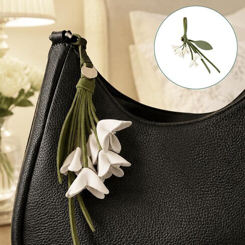 1 Piece Leather Flower Bag Charm, Decorative 10 Inch Osmanthus Design Leaf Flower Keychain in Saudi Arabia