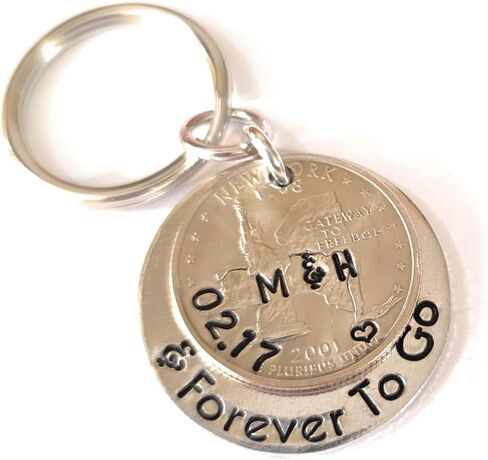 Personalized 25 Years and Forever To Go, Wedding Year Quarter Keychain, 25th Anniversary Idea, Gift for Husband in Saudi Arabia