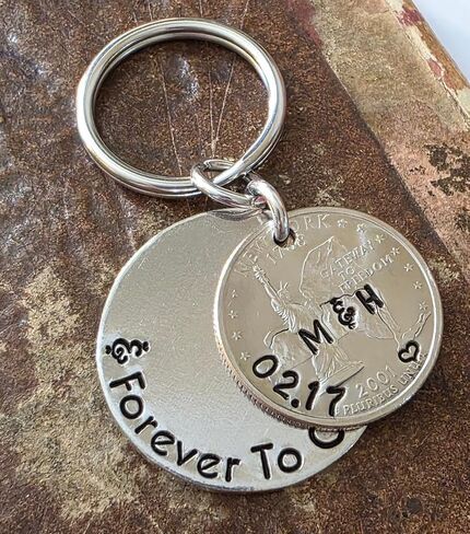 Personalized 25 Years and Forever To Go, Wedding Year Quarter Keychain, 25th Anniversary Idea, Gift for Husband in Saudi Arabia