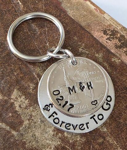 Personalized 25 Years and Forever To Go, Wedding Year Quarter Keychain, 25th Anniversary Idea, Gift for Husband in Saudi Arabia