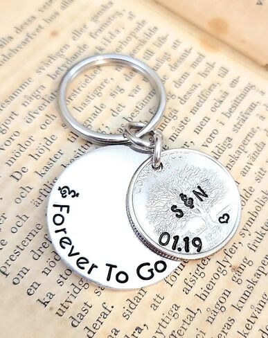 Personalized 25 Years and Forever To Go, Wedding Year Quarter Keychain, 25th Anniversary Idea, Gift for Husband in Saudi Arabia