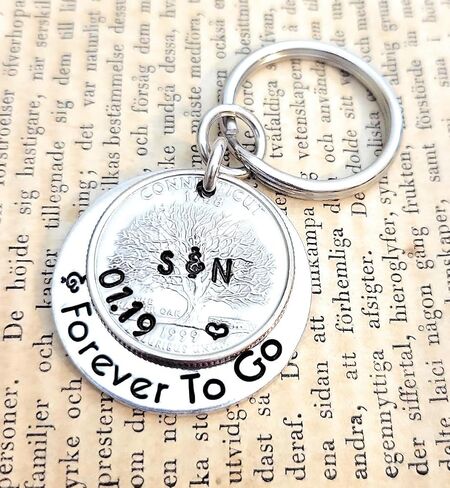 Personalized 25 Years and Forever To Go, Wedding Year Quarter Keychain, 25th Anniversary Idea, Gift for Husband in Saudi Arabia
