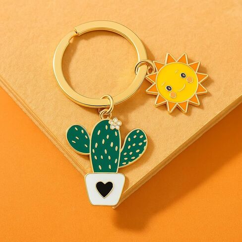 Cactus Keychain - Cute Double Charm Key Chains, Bag Charms for Purse Backpack, Funny Keychains Gift for Plant Lovers in Saudi Arabia