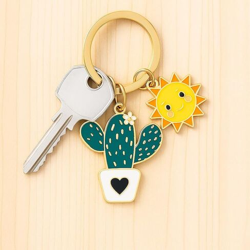 Cactus Keychain - Cute Double Charm Key Chains, Bag Charms for Purse Backpack, Funny Keychains Gift for Plant Lovers in Saudi Arabia