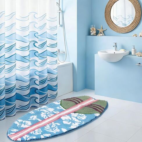 سجادة حمام الشاطئ من Tinideya Surfboard، 20 بوصة × 40 بوصة، سجادة ناعمة غير قابلة للانزلاق، سجادة حمام صيفية قابلة للغسل على الشاطئ لأرضية الدش، المدخل، غرفة المعيشة، غرفة النوم، المطبخ، ديكور منزلي بطابع ساحلي المحيط in Kuwait
