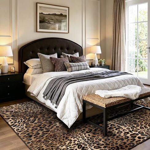 5X7 Leopard Rug,Soft Low Pile Non Slip Cheetah Print Carpet for Bedroom,Brown Animal Print Area Rugs for Living Room Dining Room Safari in Saudi Arabia