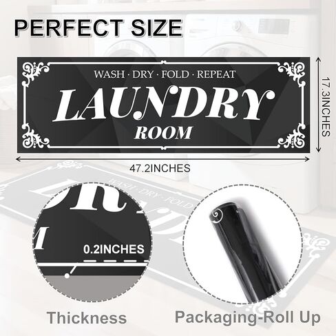 Extra Non-Slip Laundry Room Rug Runner, NO-Creases, Washable Rugs, Laundry Room Decor and Accessories, Comfort Floor Mat, Water Resistant Design for Washer Dryer Organization, 17"X47" in Kuwait