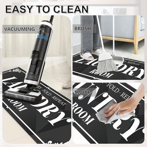 Extra Non-Slip Laundry Room Rug Runner, NO-Creases, Washable Rugs, Laundry Room Decor and Accessories, Comfort Floor Mat, Water Resistant Design for Washer Dryer Organization, 17"X47" in Kuwait