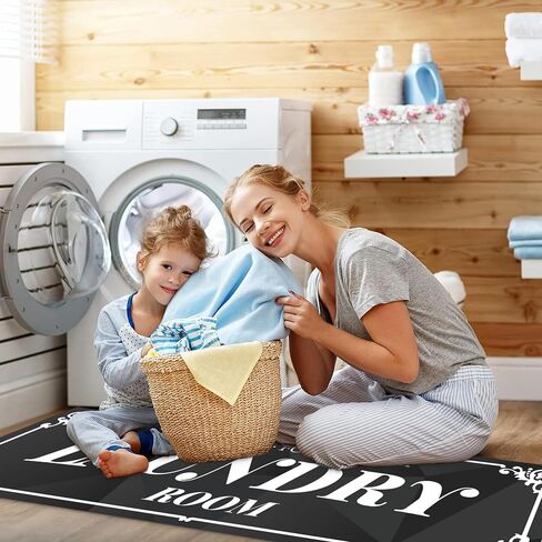 Extra Non-Slip Laundry Room Rug Runner, NO-Creases, Washable Rugs, Laundry Room Decor and Accessories, Comfort Floor Mat, Water Resistant Design for Washer Dryer Organization, 17"X47" in Kuwait