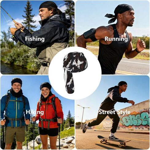 Do Rag Skull Cap Breathable Cycling Cap Adjustable Headscarf Helmet Liner for Men Women in Kuwait