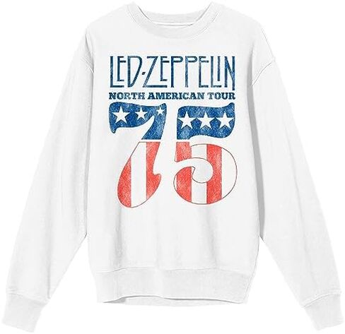 Bioworld Led Zeppelin North American Tour '75 Crew Neck Long Sleeve White Adult Sweatshirt in Kuwait