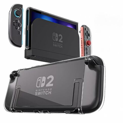 Switch Clear Case, Dockable Protective Hard Cover Case for Nintendo Switch and Soft TPU Grip Case for Joy-Con with Tempered Glass Screen Protector and Thumb Stick Caps in Saudi Arabia