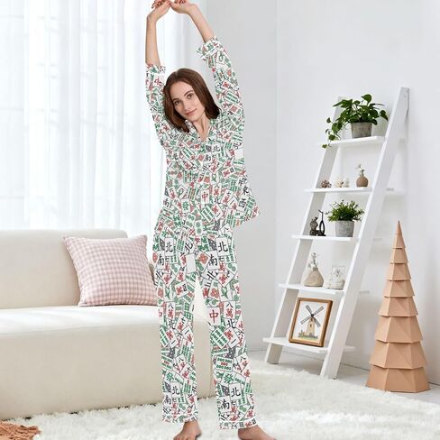 Womens Pajamas Set Long Sleeve Sleepwear 2 Piece Button Down Nightwear Soft Cotton Fall Pj Lounge Sets S-XXL in Kuwait