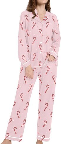 Womens Pajamas Set Long Sleeve Sleepwear 2 Piece Button Down Nightwear Soft Cotton Fall Pj Lounge Sets S-XXL in Kuwait
