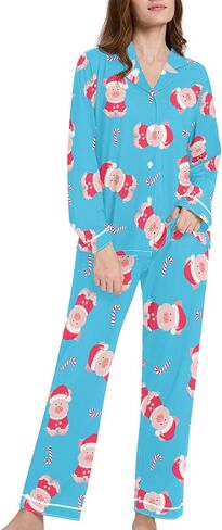 Womens Pajamas Set Long Sleeve Sleepwear 2 Piece Button Down Nightwear Soft Cotton Fall Pj Lounge Sets S-XXL in Kuwait