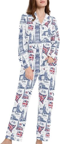 Womens Pajamas Set Long Sleeve Sleepwear 2 Piece Button Down Nightwear Soft Cotton Fall Pj Lounge Sets S-XXL in Kuwait