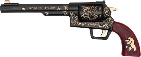 teland Ranger Foam Revolver Replica – 14" Post-Apocalyptic Prop with Gold Engraving & Wood-Color Grip | PU Foam Cosplay Collectible for Costume, Display & Halloween in Kuwait