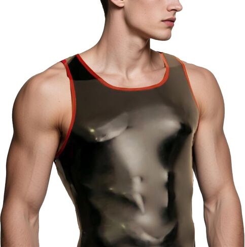 Sleeveless Latex Vests for Men,Black Latex Tops, Handmade Rubber T-Shirts Party Club Wear in Saudi Arabia