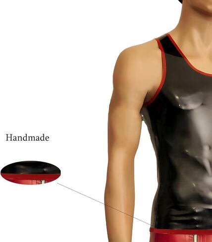 Sleeveless Latex Vests for Men,Black Latex Tops, Handmade Rubber T-Shirts Party Club Wear in Saudi Arabia