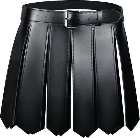 Medieval Armor Warrior Skirt for Men Leather Roman Tassel Waist Belt with Adjustable Buckle Gothic Gladiator Tassel Skirt in Kuwait