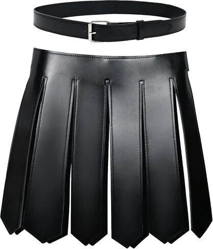 Medieval Armor Warrior Skirt for Men Leather Roman Tassel Waist Belt with Adjustable Buckle Gothic Gladiator Tassel Skirt in Kuwait