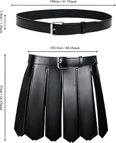 Medieval Armor Warrior Skirt for Men Leather Roman Tassel Waist Belt with Adjustable Buckle Gothic Gladiator Tassel Skirt in Kuwait