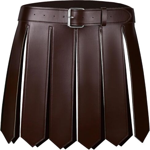 Medieval Armor Warrior Skirt for Men Leather Roman Tassel Waist Belt with Adjustable Buckle Gothic Gladiator Tassel Skirt in Kuwait