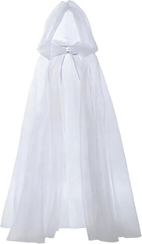 Halloween Hooded Cloak, 59 inch Sheer Cape for Witch ghost Cosplay for Halloween Costumes in Kuwait