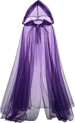 Halloween Hooded Cloak, 59 inch Sheer Cape for Witch ghost Cosplay for Halloween Costumes in Kuwait