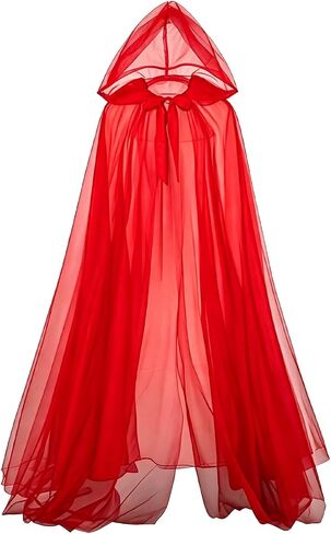 Halloween Hooded Cloak, 59 inch Sheer Cape for Witch ghost Cosplay for Halloween Costumes in Kuwait